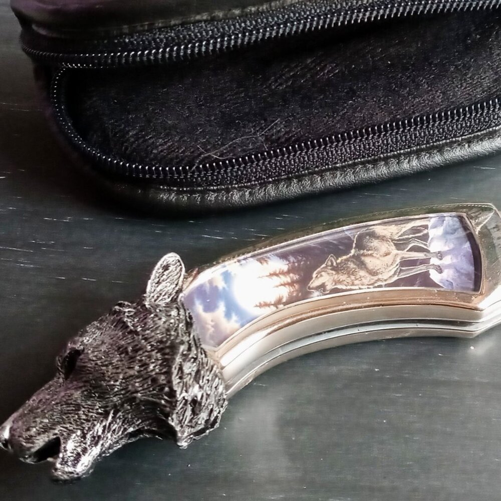Stunning "The Timber Wolf" Collectors folding Knife by the Franklin Mint - Picture 5 of 12